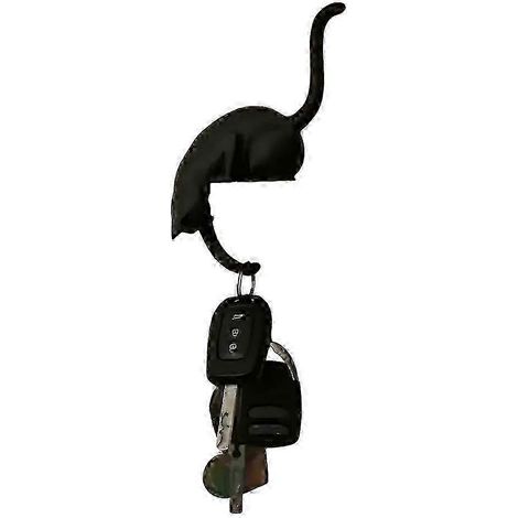 Crochet mural décoratif en forme de chat inversé, accessoire porte-clés, crochet mural décoratif, support mural sans couture, 26-27 cm, noir (1/5)