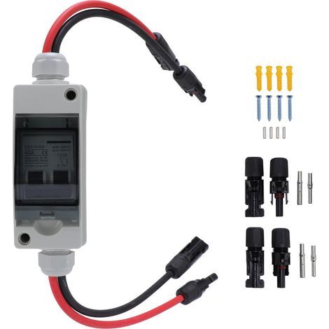 40A Solar Panel Disconnect Switch - IP65 Waterproof 2P Circuit Breaker Box for Connected or Off-Grid PV Systems (1/5)