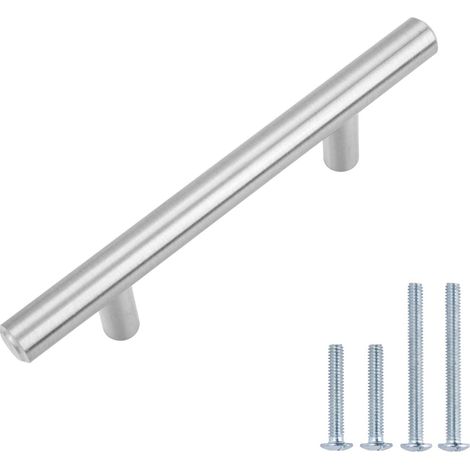 Poignées en fer en forme de T, 15 trous centraux de 96 mm, adaptées aux portes d'armoires, tiroirs, portes de penderie, longueur 150 mm