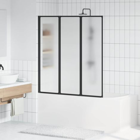 vidaXL Paravent de douche pliable Noir et Givre Total 132 x 2 x 140 cm