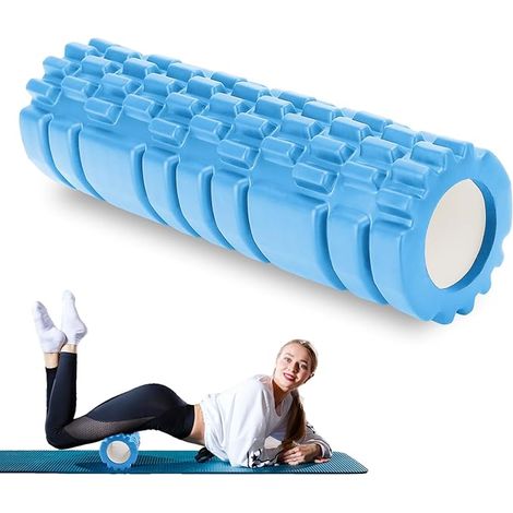 Rouleau de Massage Adulte Unisexe Rouleau Massage en Mousse à Quadrillage Foam Roller pour Soulager les Tensions Musculaires la Pression dans le Dos Rouleau de Massage Musculaire 33×14cm