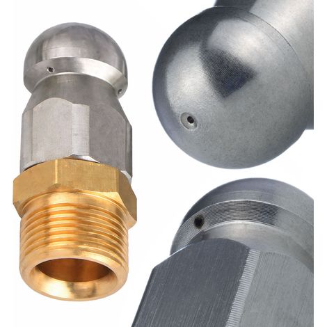Buse de Rechange KRET M22 – 4 Trous 3 Arrière 1 Avant  Acier M22 350 bar 155°C  pour Débouchage Canalisations