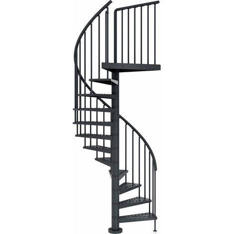 Dolle Spindeltreppe Außentreppe Gardenspin Toronto Anthrazit 246,0-282,0cm Geschosshöhe Ø155cm Anthrazit 11 Stufen