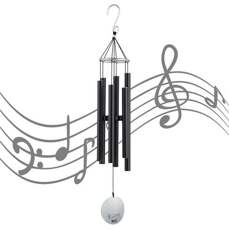 6 Noir 90cmTubes Carillons Vent Eoliens Suspendu Furin Crochet Décoration Nature Mélodieux Elégante Jardin Maison Cadeau (1/5)