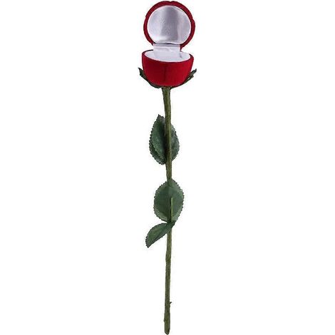 Boîte à bague en forme de rose artificielle (1 pièce) - Étui à bague de fiançailles/mariage créatif-26.5X4CM-Red (1/3)