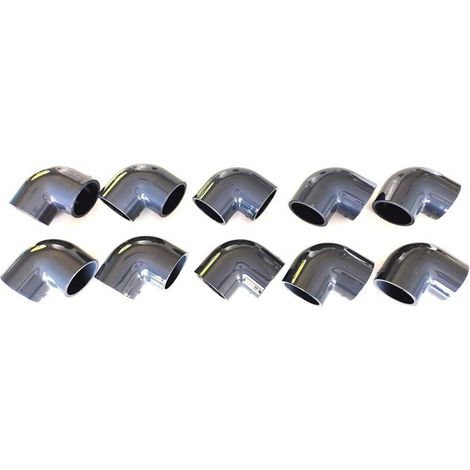Lot de 10 Coudes 90° 50mm PVC Pression Piscine et arrosage 5cm 50mm-