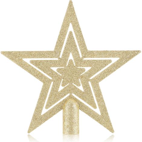 DOLASO ® Glitzer-Stern-Christbaumspitze – Sternspitze für den Weihnachtsbaum – Weihnachtsbaumspitze für jede Baumspitze – Unzerbrechlicher Weihnachtsstern (1/5)