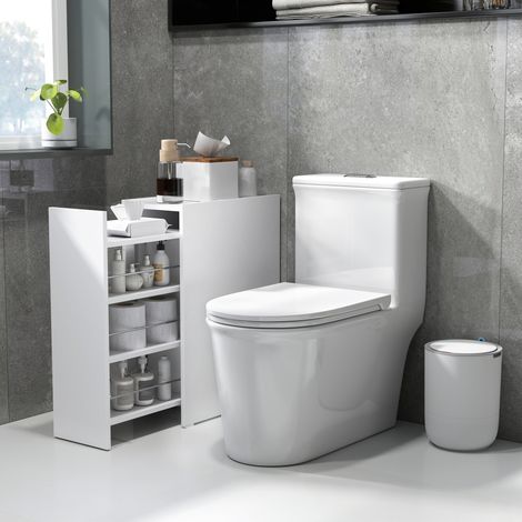 Schmaler Badschrank weiß mit Schublade und 3 Fächern, 47 x 25 x 66,5 cm, OKWISH (1/5)