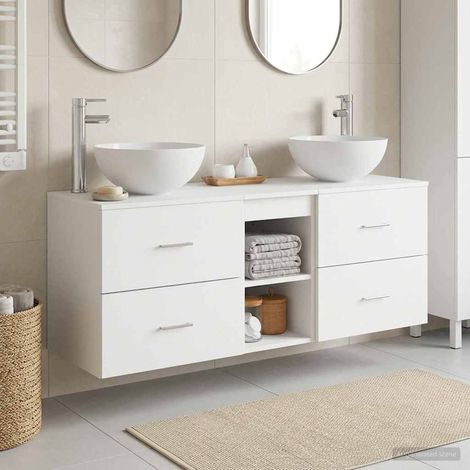vidaXL Bathroom Cabinet Set 3 pcs White 129 x 35 x 80 cm (1/5)