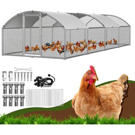 Wolketon Hühnerstall 3x8x2m Bogenaufsatz Hühnerhaus Kleintierstall Freilaufgehege Kleintiergehege Voliere Freigehege Hühnerkäfig Geflügelstall Verzinkter
