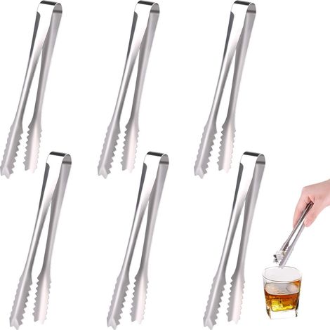 Pinces à glaçons et à sucre en acier inoxydable - Petites pinces de cuisine pour les fêtes et le café (lot de 6) (1/5)
