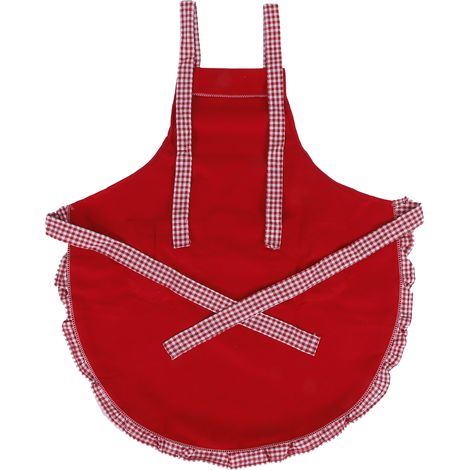 Tablier Vintage Femme Mignon avec Noeud Papillon et Poche pour Cuisine Rouge