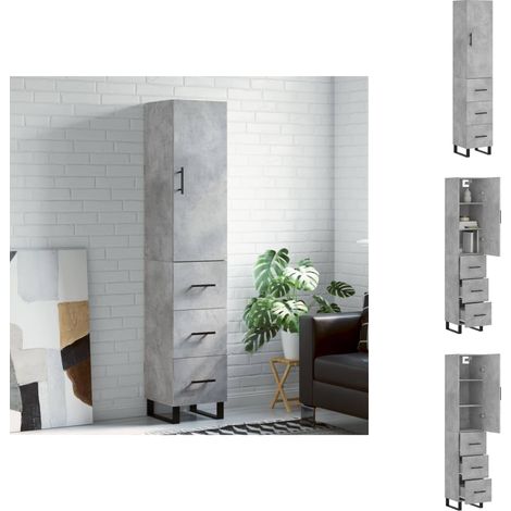 Sideboards - Living Highboard Betongrau 34,5x34x180 cm Holzwerkstoff (1/5)
