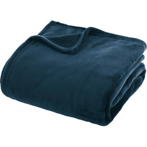COPERTA DI FLANELLA blu navy 180x230cm morbida e accogliente