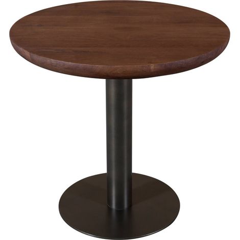 Table bistrot ronde en bois et métal - brun épicé et noir (1/4)