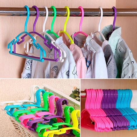 Cintres en plastique antidérapants pour enfants et bébés, multicolores. (1/4)
