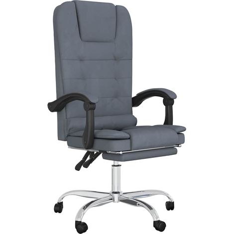Maison Exclusive - Sedia da Ufficio Massaggio Reclinabile Grigio Scuro in Velluto (1/5)