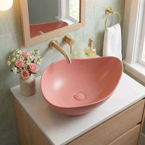 PixL 51 x 38 x 19 cm Aufsatzwaschbecken Infinitio ohne Überlauf, rosa (CEPX5038PM)