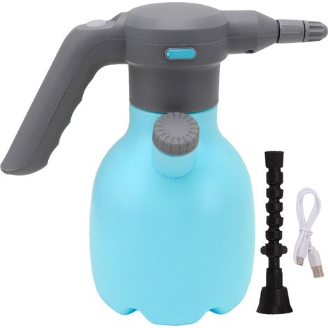 Vaporisateur électrique de jardin 1,5 L, alimenté par batterie rechargeable, arrosage automatique, brumisateur portable pour plantes d'extérieur, bleu avec buse pivotante (1/5)