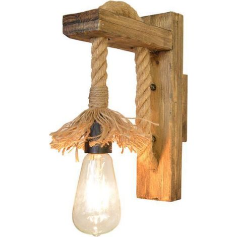 Lampes et lanternes lampes en bois appliques murales rtro en corde de chanvre pour restaurant sans ampoules (1/4)