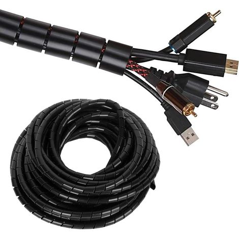 Bande de rangement en spirale pour câble TV PC 12 mm x 12 m (diamètre 12 mm - longueur 12 m, noir) (1/5)