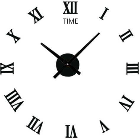 Jeffergarden Horloge murale silencieuse 3D moderne en acrylique noir, auto-adhésive, pour salon et maison (1/5)