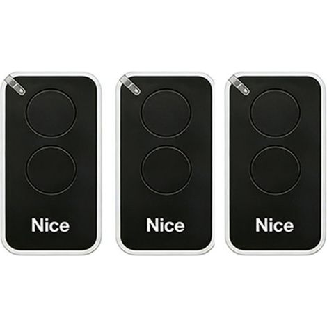 Lot de 3 télécommandes pour Nice INTI2B 433.92MHz, 2 canaux, pour systèmes d'automatisation de portails et de garages, noir