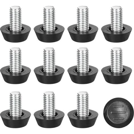 Lot de 12 niveleurs réglables pour meubles, M8 x 15 mm, vis filetées pour table, chaise, pieds de meubles, noir