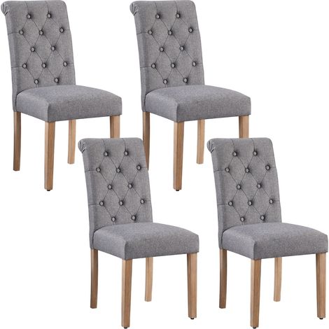 Yaheetech Lot de 4 Chaises de Salle à Manger avec Chêne Tissu Chaise de Salon Mobilier pour Bureau Cuisine Bar Réunion Hôtel 45,5 x 62 x 98,5cm Gris Foncé (1/5)