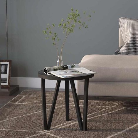 331667 vidaXL Tea Table Black 脴35 cm MDF (1/5)