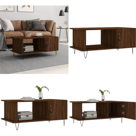 Couchtisch Braun Eichen-Optik 90x50x40 cm Holzwerkstoff - Couchtisch - Wohnzimmerstil - Holzmöbel - Eiche Optik - Stauraum - Home & Living (1/5)