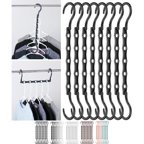 Space Saving Hangers, Black, 8 Pack, Clothes Organizers, Shirt Hangers, Magic Closet Space Savers (1/4)