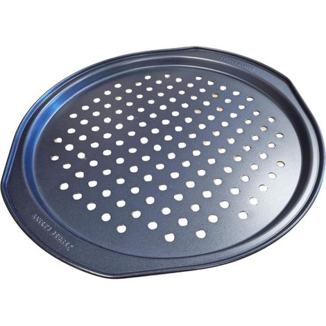 1 Plaque À Pizza, Acier Revêtu Antiadhésif, Perforée 32 cm, Cuisson Homogène, Four Domestique