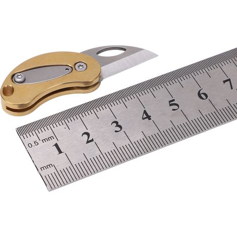 Couteau Pliant Miniature en Laiton et Acier Inoxydable, Outil d'Ouverture Portable pour Colis, Randonnée et Camping