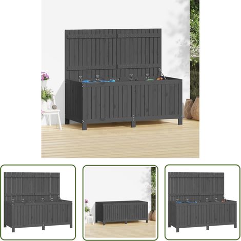 The Living Store Boîte de rangement de jardin Gris 147x68x64 cm Bois de pin - Boîte De Rangement Jardin - Coffre De Jardin - Rangement Exterieur - Meuble De Jardin - Bois De Pin (1/5)