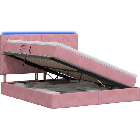Maison Exclusive - Letto con contenitore LED e materasso Rosa 180 x 200 cm Velluto (1/5)