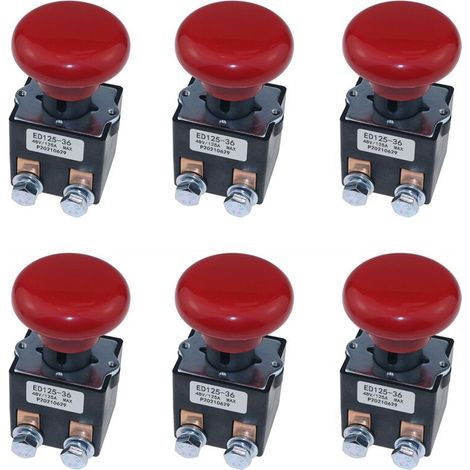 Adecuado para 6 interruptores de parada de emergencia ED125-36 de 48 V y 125 A, compatible con apiladores de montacargas eléctricos Joe EZ30 E30 D40 EZ40 111551000800.