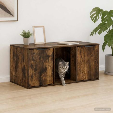 vidaXL Cat Crate Furniture Smoked Oak 100 x 49 x 45 cm Engineered Wood (1/5)