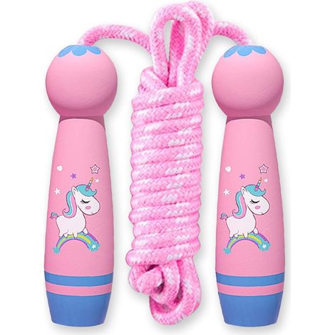 Kids Skipping Rope with Cartoon Wooden Handle, 2.6m Adjustable Skipping Rope, Speed Jump Rope with Foam Handle, Skipping Rope Speed Rope (1/5)