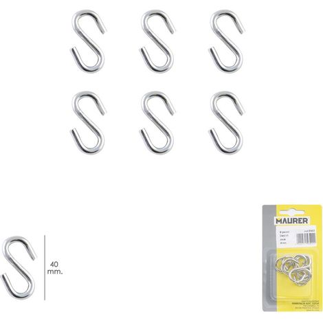 Gancio "S" 40mm. Zincato (Blister 6 pezzi) Uso Domestico