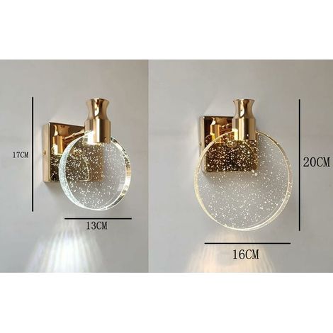 Applique da parete in cristallo, lampada da parete per interni in stile nordico di lusso, lampada da parete rotonda creativa (oro, grande) (1/3)
