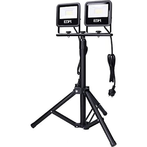 Proiettore a LED con treppiede 2x30W 2x2370lm 4000K Luce diurna Nero Serie Edm (1/3)