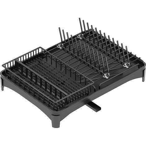 Panier égouttoir d'évier Égouttoir à vaisselle en acier inoxydable 43 x 33 CM - Égouttoir à vaisselle haute capacité - Égouttoir en métal avec porte-couverts amovible et égouttoir rotatif à 360º (1P N (1/4)