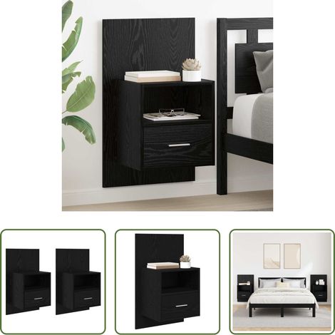vidaXL Tiroir de rangement - Cabinet de chevet avec tiroir 2 pcs Chêne noir 50 x 32,5 x 80cm (1/5)