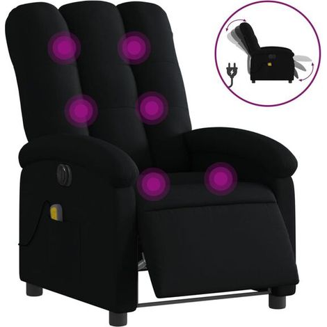 Fauteuil de massage électrique inclinable en tissu noir (1/5)