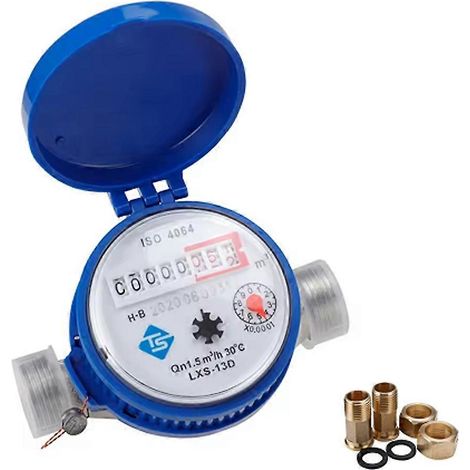 Compteur d'eau mécanique à aiguille rotative de type E, outil de mesure de précision pratique avec raccords en cuivre (1/5)