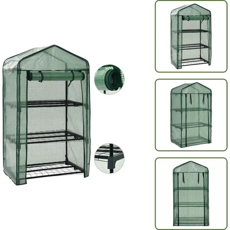 Schutz vor Regen - vidaXL 3-stufiges Mini-Gewächshaus 69 x 49 x 125 cm - Schutz vor Wind (1/5)