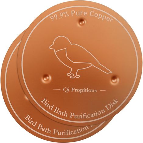 Disque en Cuivre pour Bain d'oiseaux, Bain Oiseaux Disque Cuivre, Plaque De Cuivres Pur 99,99%, Disques De Purification avec Conception Stable À 3 Points pour Oiseaux (2PCS,D) (1/5)