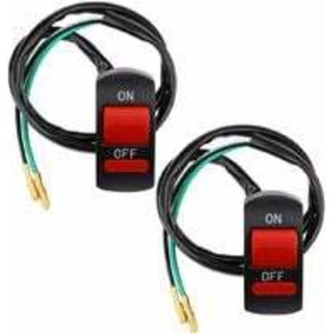2pcs 22mm Interrupteur de Guidon,Commutateur de Guidon de Moto Démarreur Electrique Etanche Universel LED Phare on/Off (1/5)