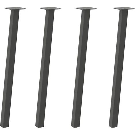 Lot de 4 pieds de table console 72 x 40 x 40 cm avec patins en caoutchouc design moderne en acier anthracite